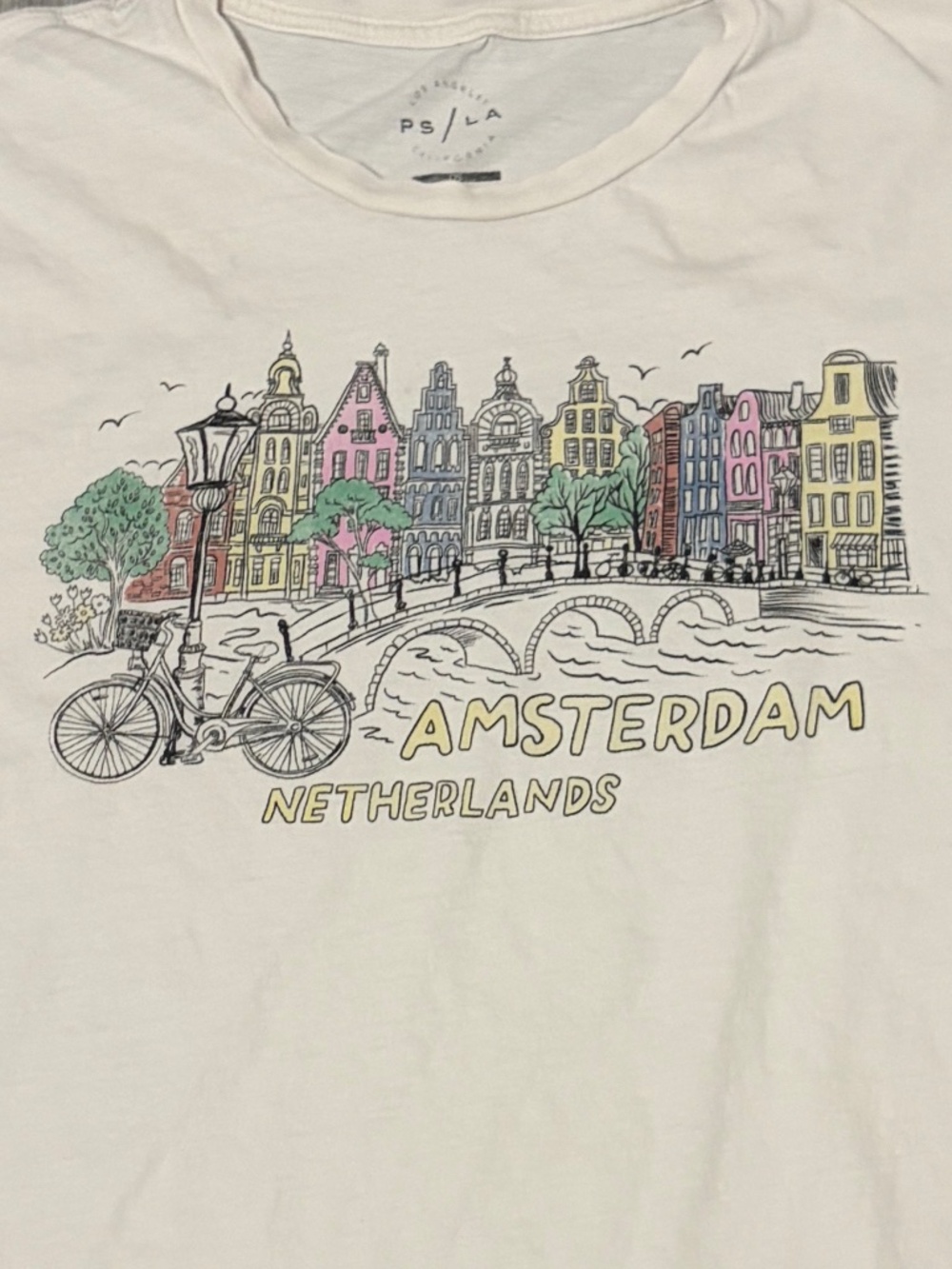 Women's PS/LA Cream Colored Amsterdam Boyfriend T-Shirt - SMALL